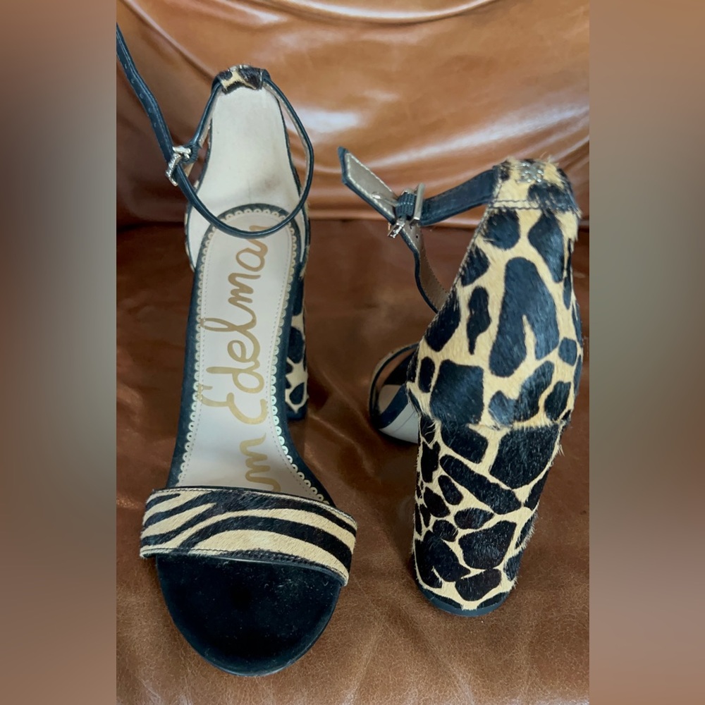 SOLD Sam Edelman YARO Block Heel calf Hair Animal Print Sandal